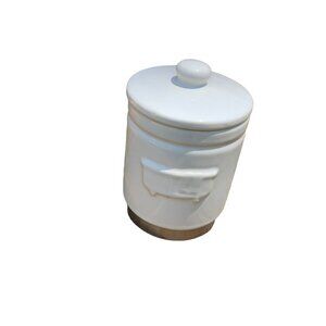 Small Bathroom Storage Container White Ceramic with Lid